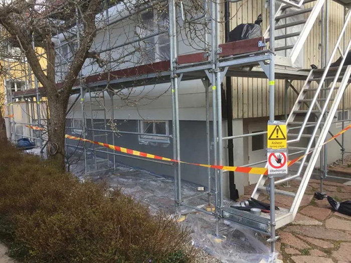 avspärrning som vi sätter upp inför en sanering